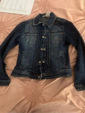 Limited Too Dark Blue Denim Jacket with Stud Accents